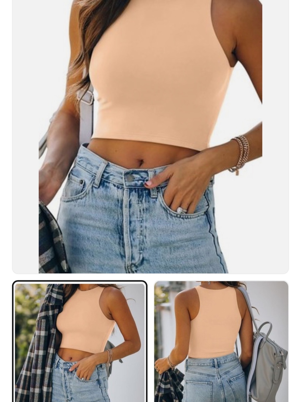 REORIA Sleeveless High Neck Racerback Cropped Tank Top - Large - in Pink